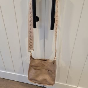 Tan vegan leather bag with strap